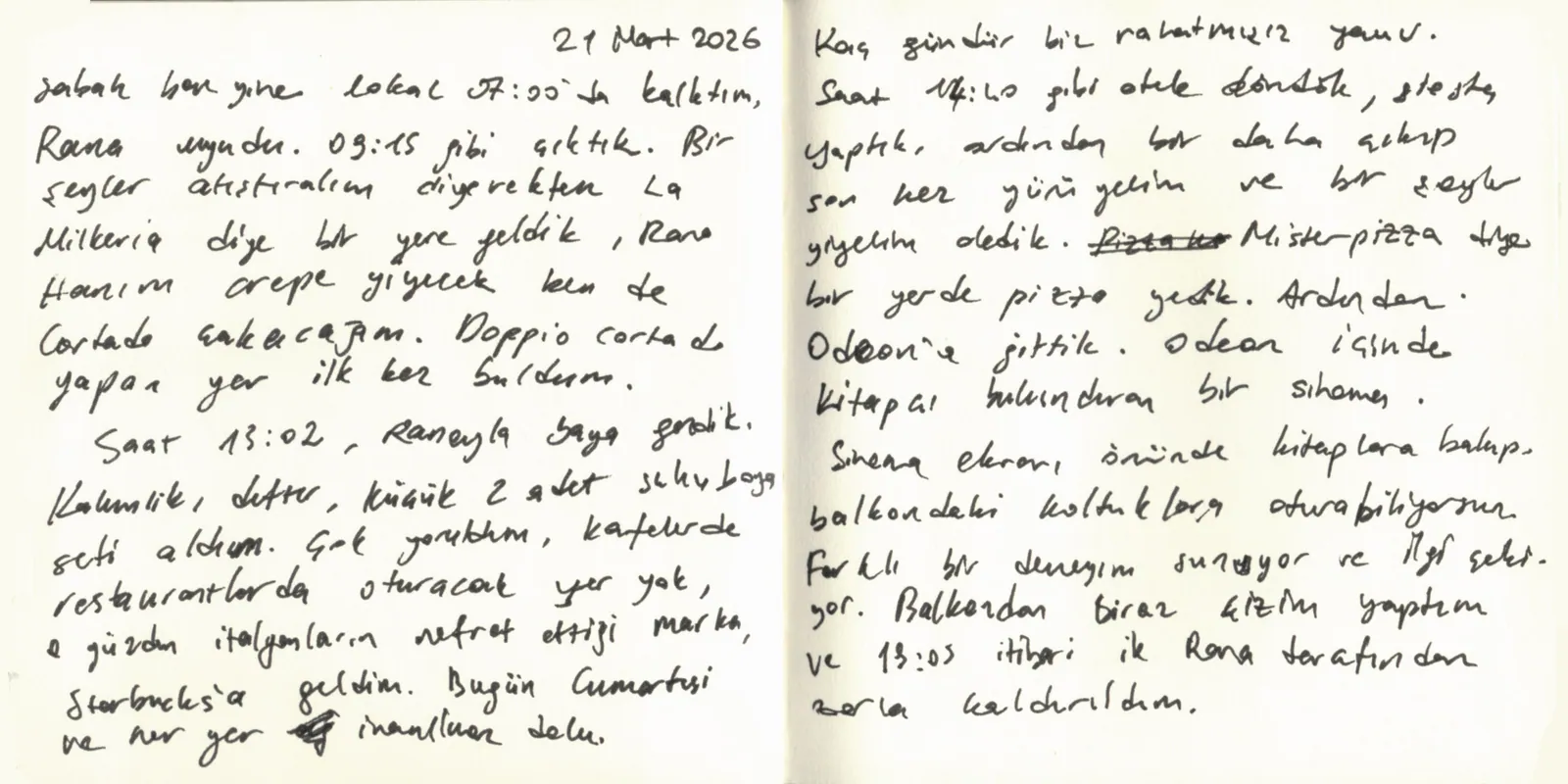 İtalya Seyahatim, sayfa 30: 21 Mart 2026 — Doppio cortado, Odeon