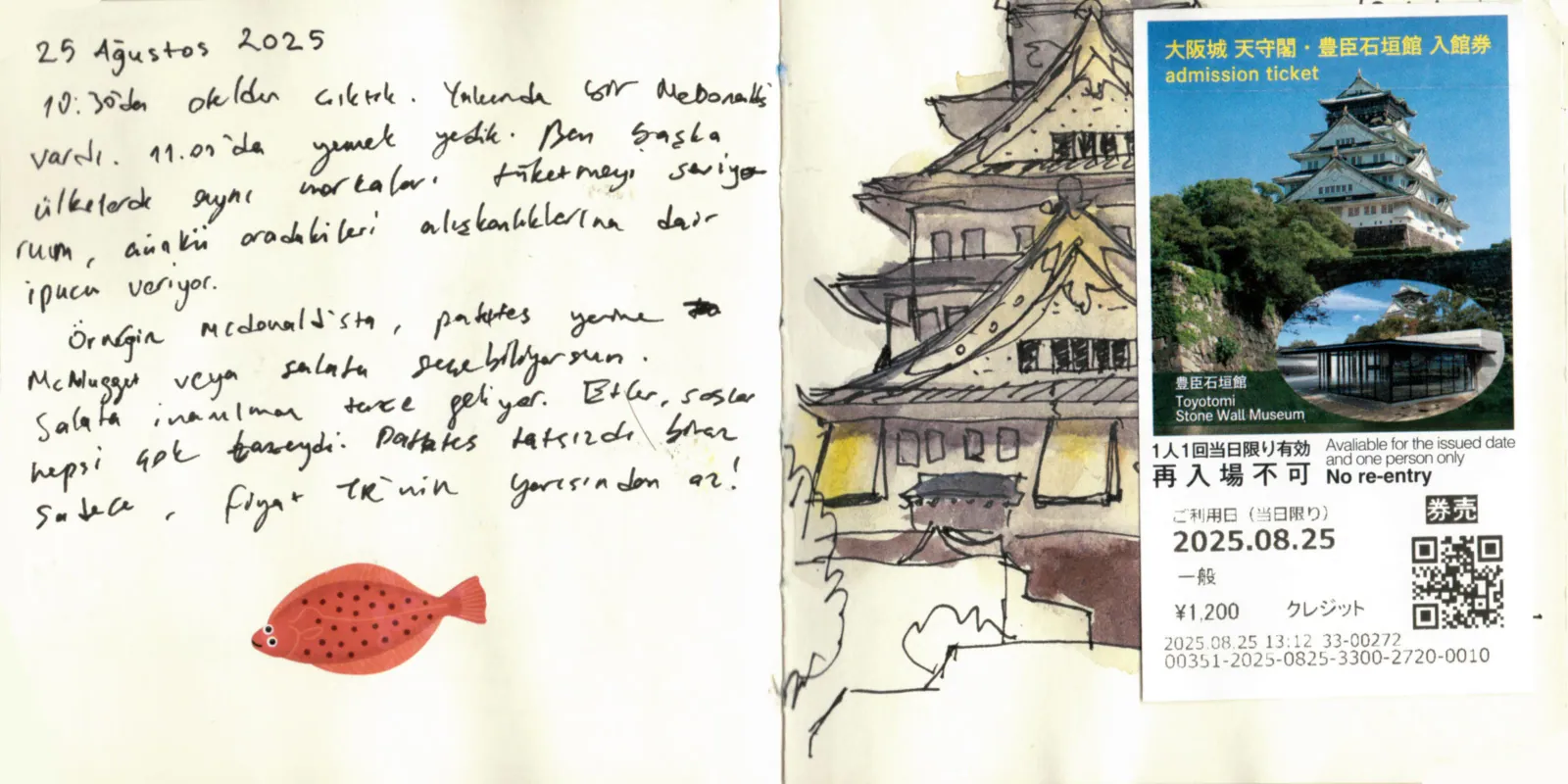 Japonya Seyahatim, sayfa 57: McDonald's testi ve Osaka Kalesi